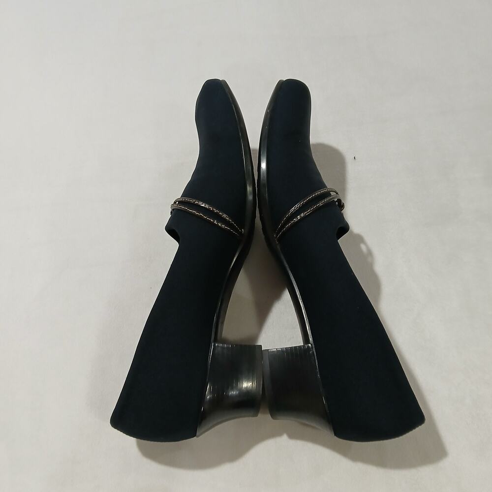 Munro Shoes Womens 8.5 Narrow Cindi Slip On Loafer Heel M207487 Navy Fabric - Picture 7 of 13